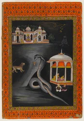 Krishna wird über den Fluss getragen